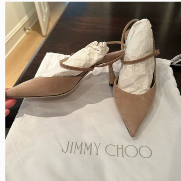 Jimmy Choo Beige Suede Ray 65 Slingback Pumps size 39 - Picture 2 of 11